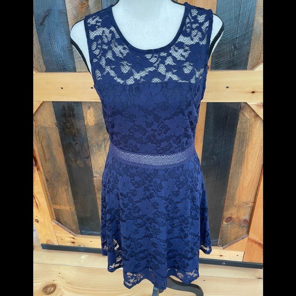 Elegant Navy Lace Dress